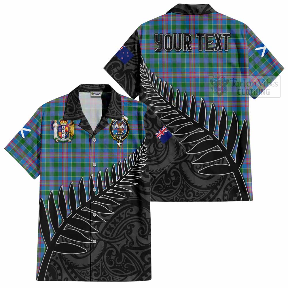 Tartan Vibes Clothing Ralston Crest Tartan Short Sleeve Button Shirt with New Zealand Silver Fern Half Style