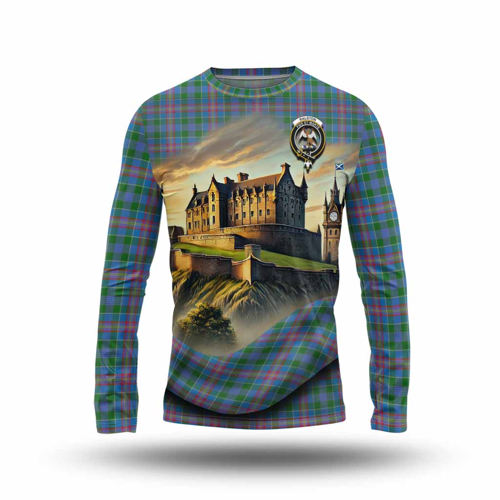 Tartan Vibes Clothing Ralston Tartan Family Crest Long Sleeve T-Shirt with Scottish Ancient Castle Style