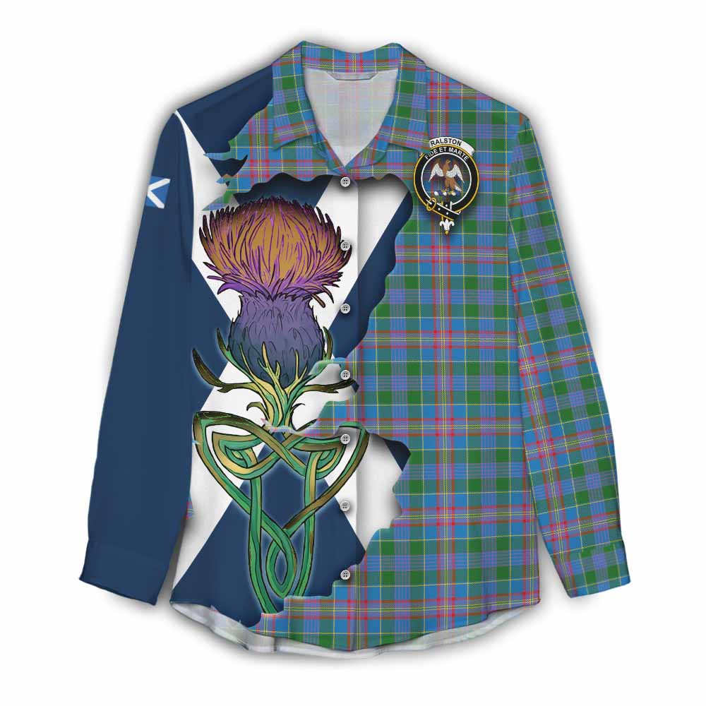 Tartan Vibes Clothing Ralston Tartan Family Crest Women's Casual Shirt Scottish Thistle Celtic Inspired