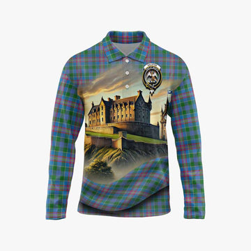 Tartan Vibes Clothing Ralston Tartan Family Crest Long Sleeve Polo Shirt with Scottish Ancient Castle Style