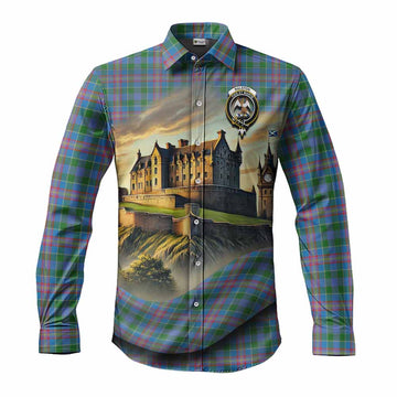 Ralston Tartan Family Crest Long Sleeve Button Shirt with Scottish Ancient Castle Style