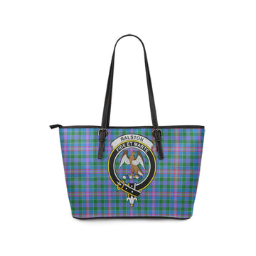 Ralston Tartan Leather Tote Bag with Family Crest
