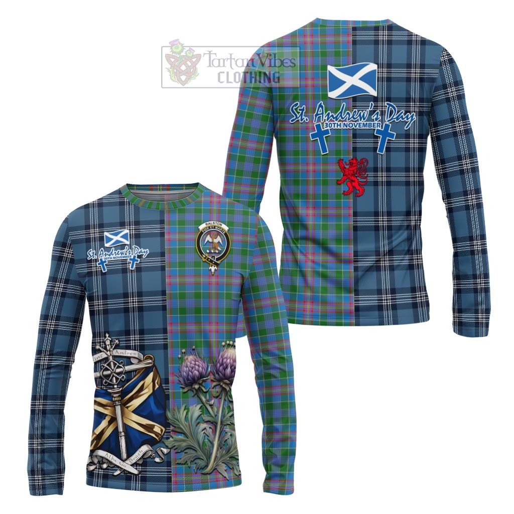 Tartan Vibes Clothing Ralston Tartan Long Sleeve T-Shirt Happy St. Andrew's Day Half Tartan Style
