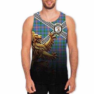Ralston Crest Tartan Men's Tank Top with Golden Lion Emblem Celtic Style