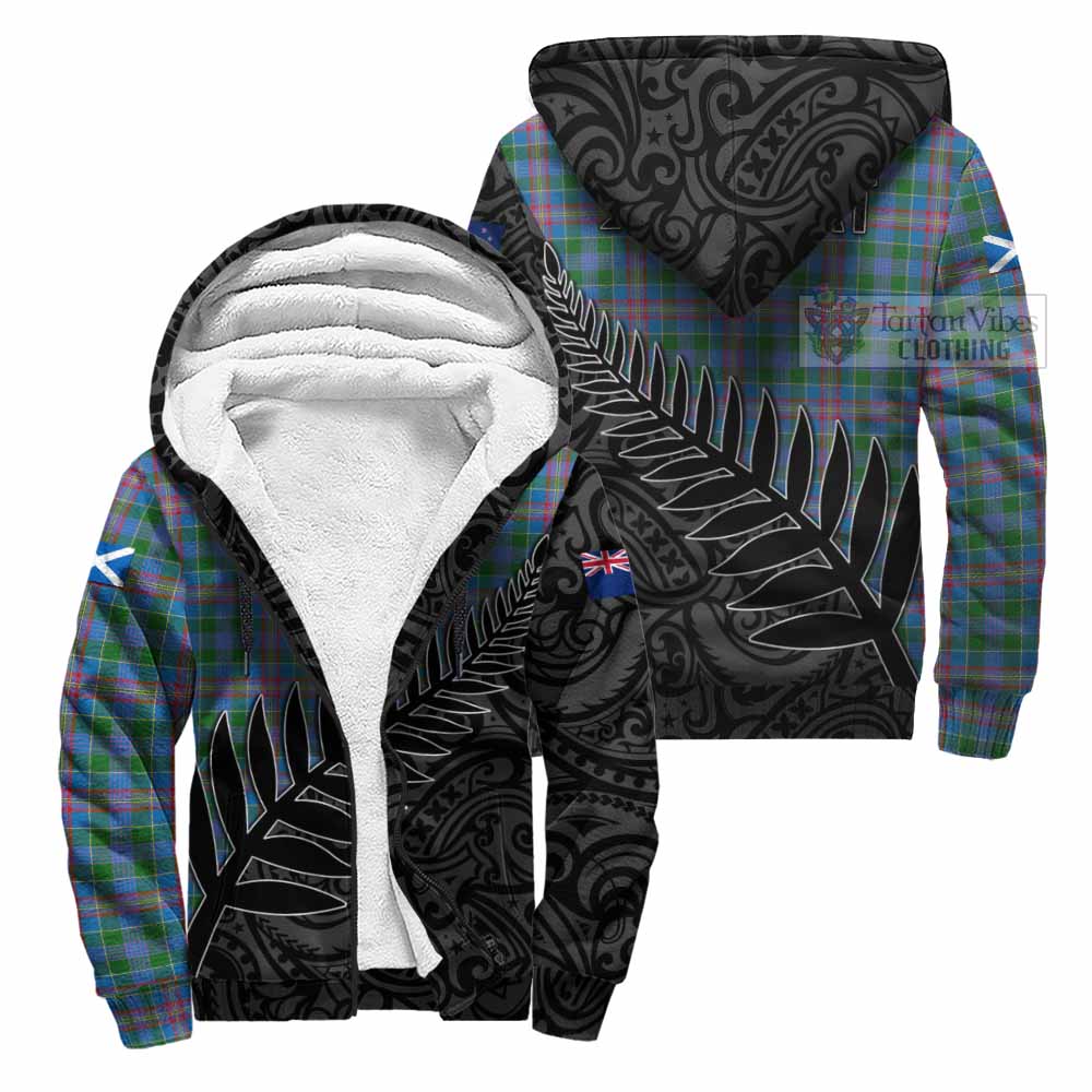 Tartan Vibes Clothing Ralston Crest Tartan Sherpa Hoodie with New Zealand Silver Fern Half Style