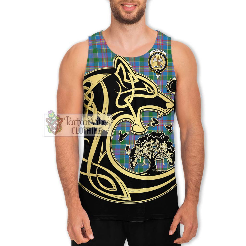 Ralston Tartan Men's Tank Top with Family Crest Celtic Wolf Style Men - Tartan Vibes Clothing
