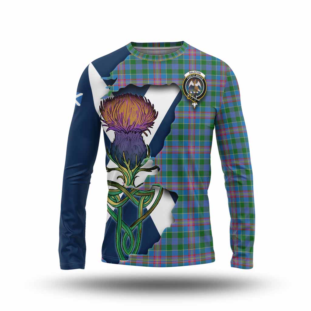 Tartan Vibes Clothing Ralston Tartan Family Crest Long Sleeve T-Shirt Scottish Thistle Celtic Inspired