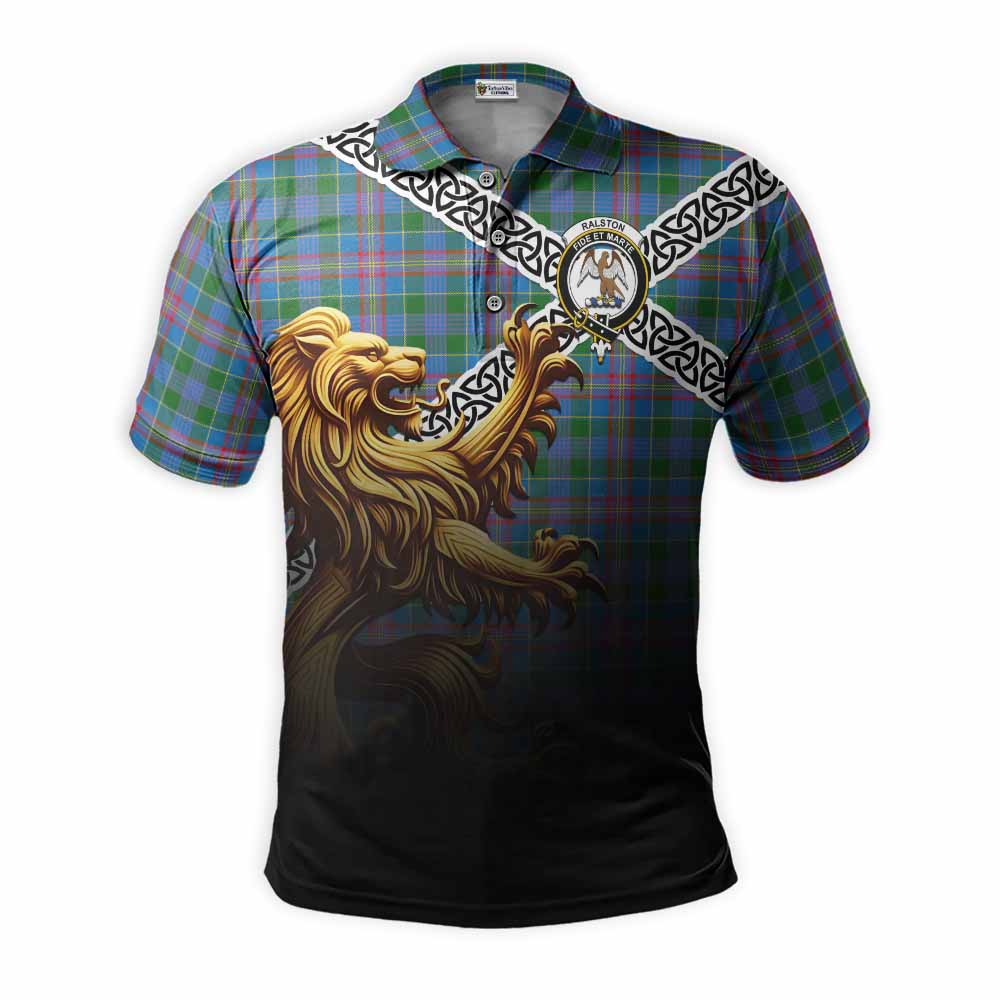 Tartan Vibes Clothing Ralston Crest Tartan Polo Shirt with Golden Lion Emblem Celtic Style