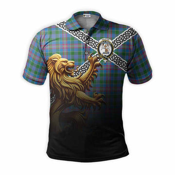 Ralston Crest Tartan Polo Shirt with Golden Lion Emblem Celtic Style