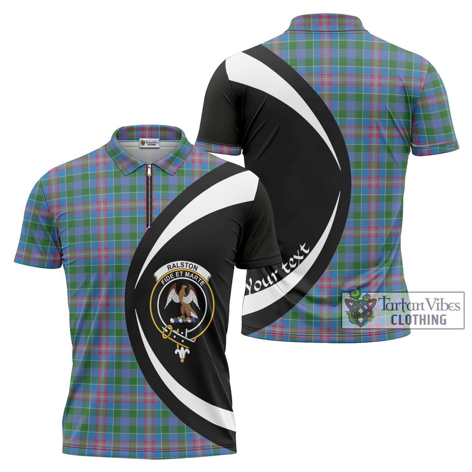 Tartan Vibes Clothing Ralston Tartan Zipper Polo Shirt with Family Crest Circle Style