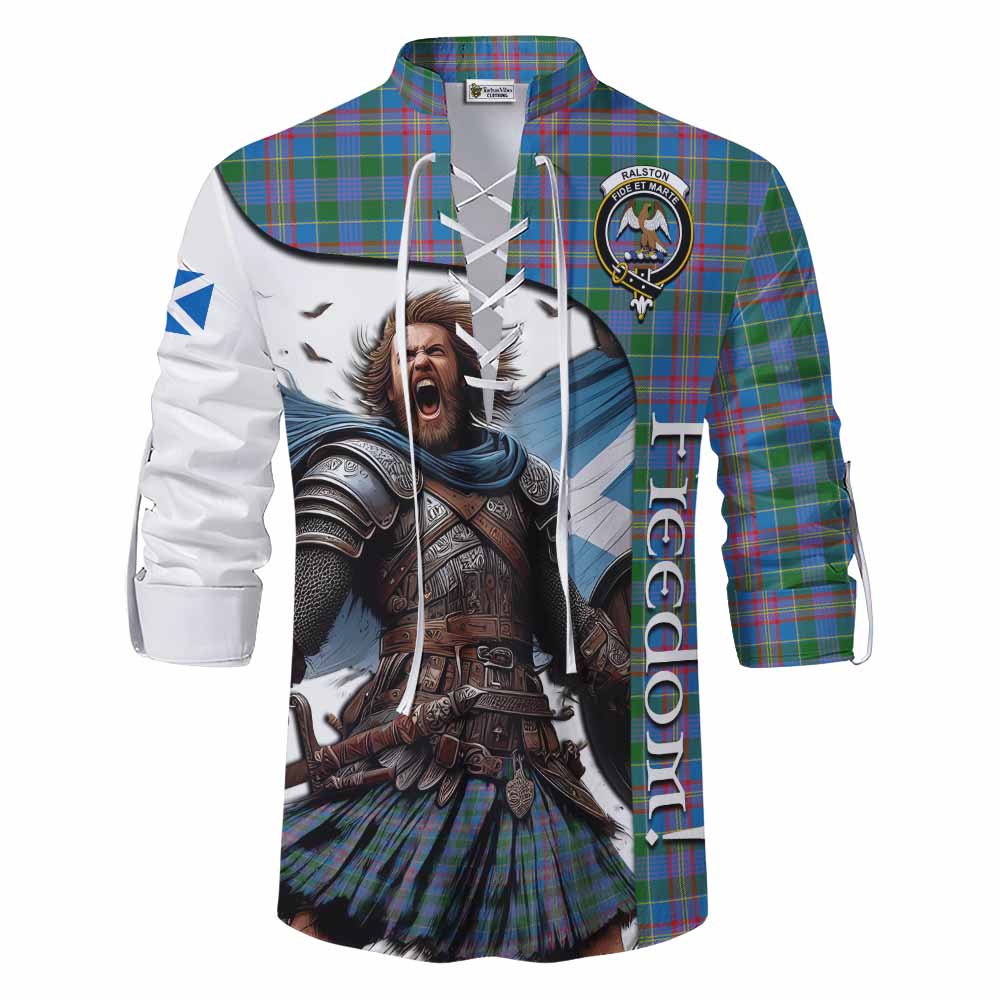 Tartan Vibes Clothing Ralston Crest Tartan Ghillie Kilt Shirt Inspired by the Freedom of Scottish Warrior
