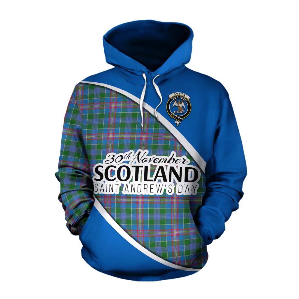 Tartan Vibes Clothing Ralston Family Crest Tartan Cotton Hoodie Celebrate Saint Andrew's Day in Style