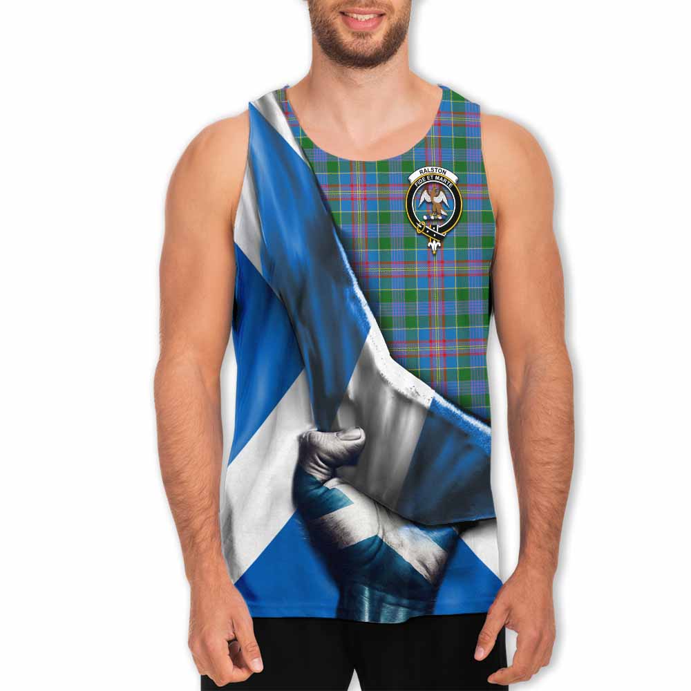 Tartan Vibes Clothing Ralston Tartan Men's Tank Top with Family Crest Scotland Patriotic Style