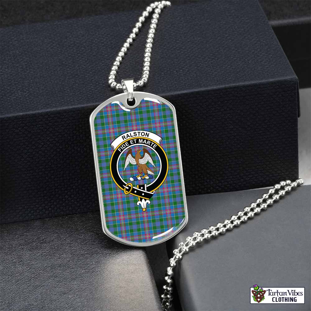 Tartan Vibes Clothing Ralston Tartan Dog Tag Necklace with Family Crest