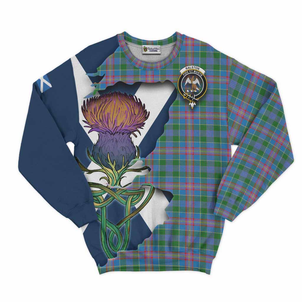 Tartan Vibes Clothing Ralston Tartan Family Crest Sweatshirt Scottish Thistle Celtic Inspired