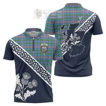 Tartan Vibes Clothing Ralston Tartan Zipper Polo Shirt Featuring Thistle and Scotland Map