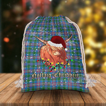 Ralston Tartan Christmas Santa's Bag with Twinkle Highland Cattle