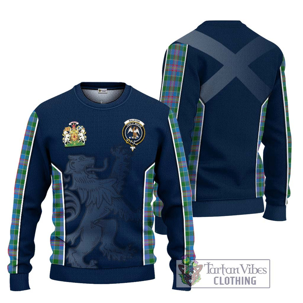 Ralston Tartan Knitted Sweater with Family Crest and Lion Rampant Vibes Sport Style Unisex - Tartan Vibes Clothing