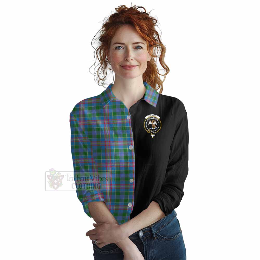 Tartan Vibes Clothing Ralston Tartan Women's Casual Shirt with Family Crest and Half Of Me Style