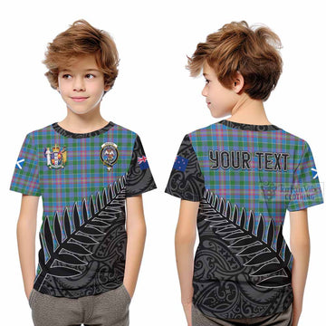 Tartan Vibes Clothing Ralston Crest Tartan Kid T-Shirt with New Zealand Silver Fern Half Style