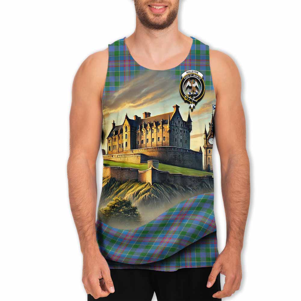 Tartan Vibes Clothing Ralston Tartan Family Crest Men's Tank Top with Scottish Ancient Castle Style