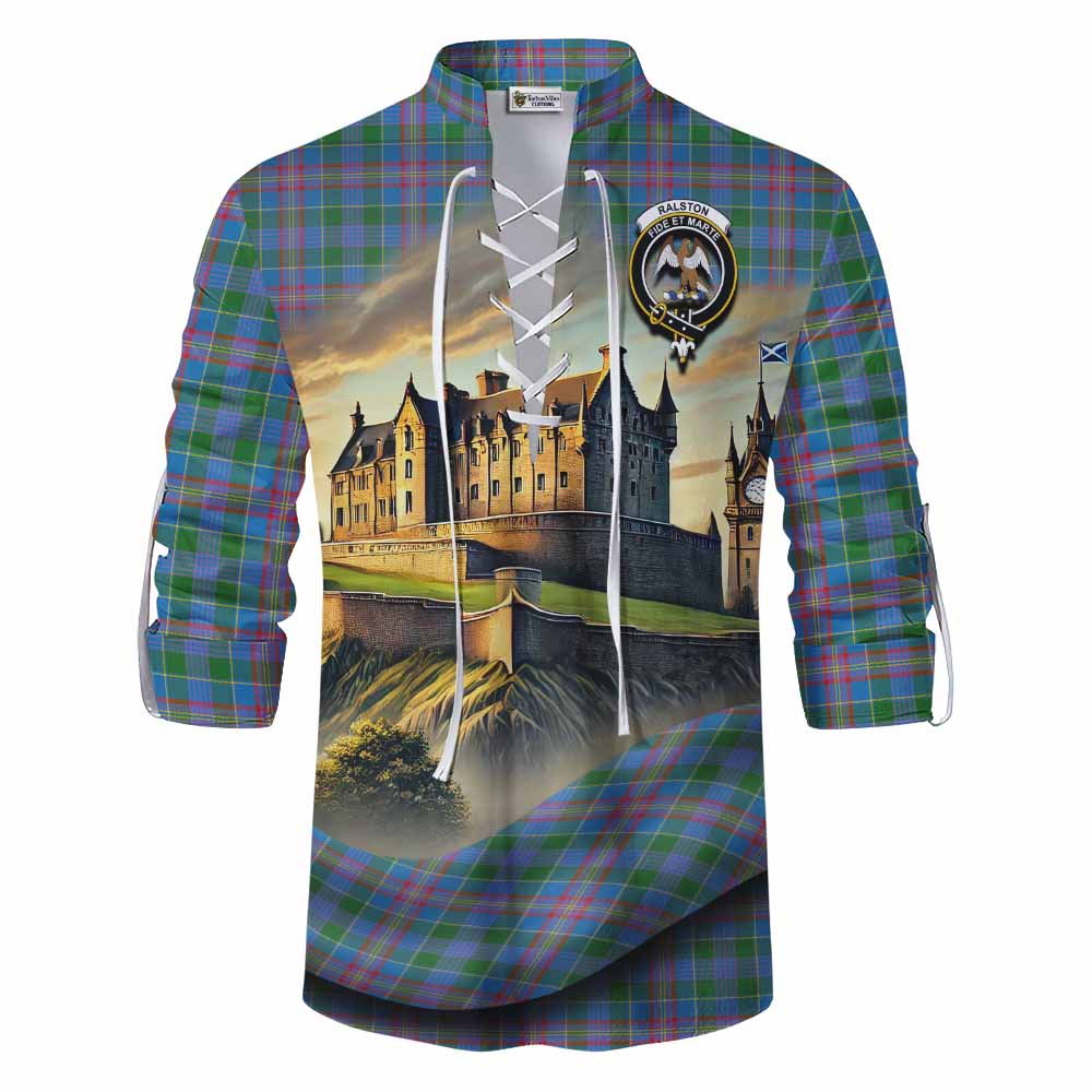 Tartan Vibes Clothing Ralston Tartan Family Crest Ghillie Kilt Shirt with Scottish Ancient Castle Style