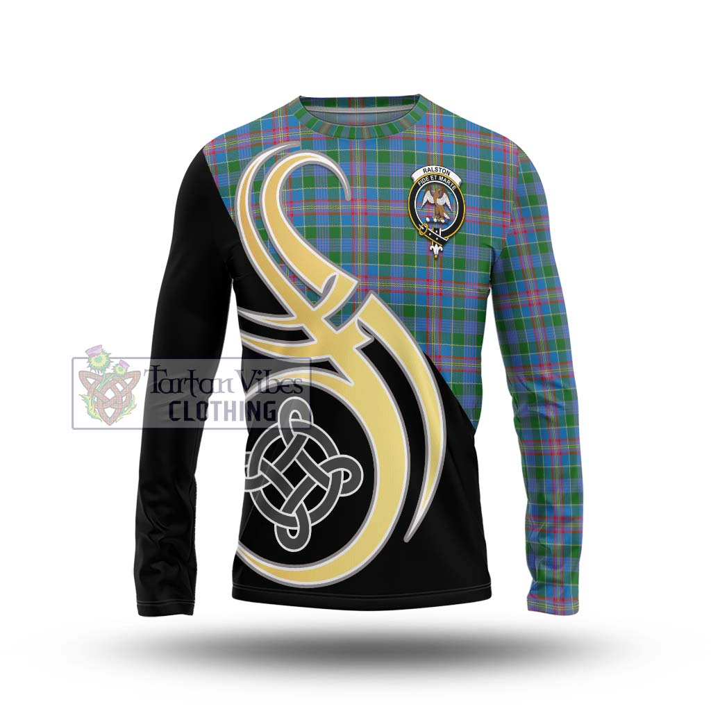 Ralston Tartan Long Sleeve T-Shirt with Family Crest and Celtic Symbol Style Unisex - Tartan Vibes Clothing