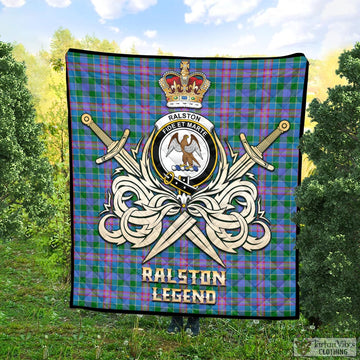 Ralston Tartan Quilt with Clan Crest and the Golden Sword of Courageous Legacy