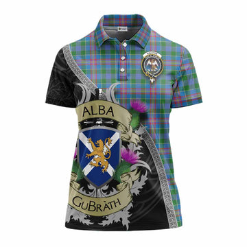 Ralston Tartan Family Crest Women's Polo Shirt Lion Rampant Royal Thistle Shield Celtic Inspired