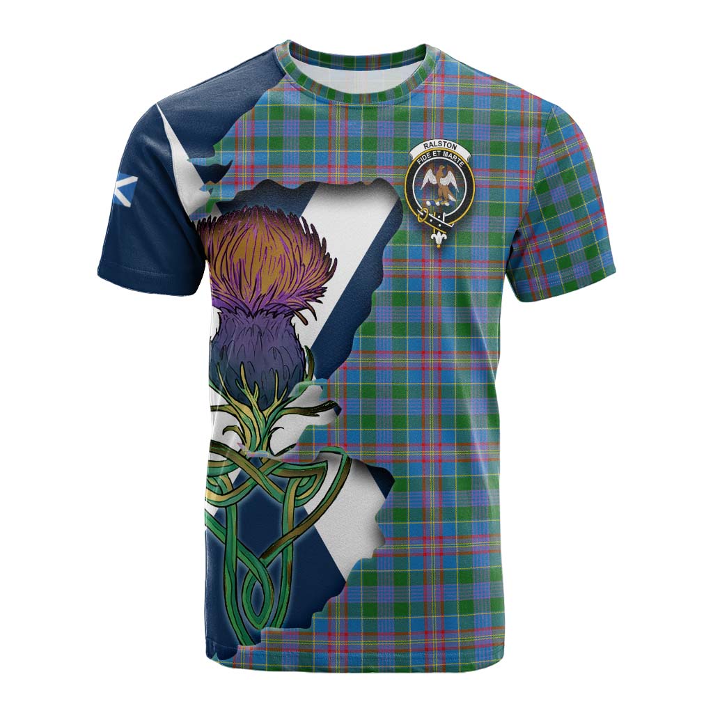 Tartan Vibes Clothing Ralston Tartan Family Crest Cotton T-shirt Scottish Thistle Celtic Inspired