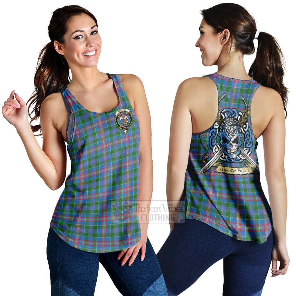 Tartan Vibes Clothing Ralston Tartan Women's Racerback Tanks with Family Crest Celtic Skull Style