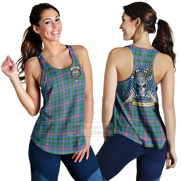 Tartan Vibes Clothing Ralston Tartan Women's Racerback Tanks with Family Crest Celtic Skull Style