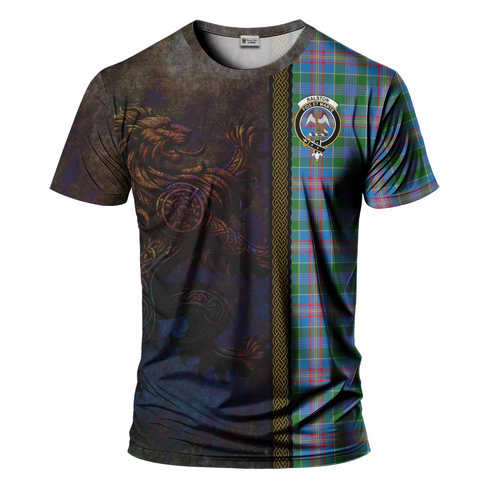 Tartan Vibes Clothing Ralston Tartan Family Crest T-Shirt Alba Gu Brath Be Brave Lion Ancient Style