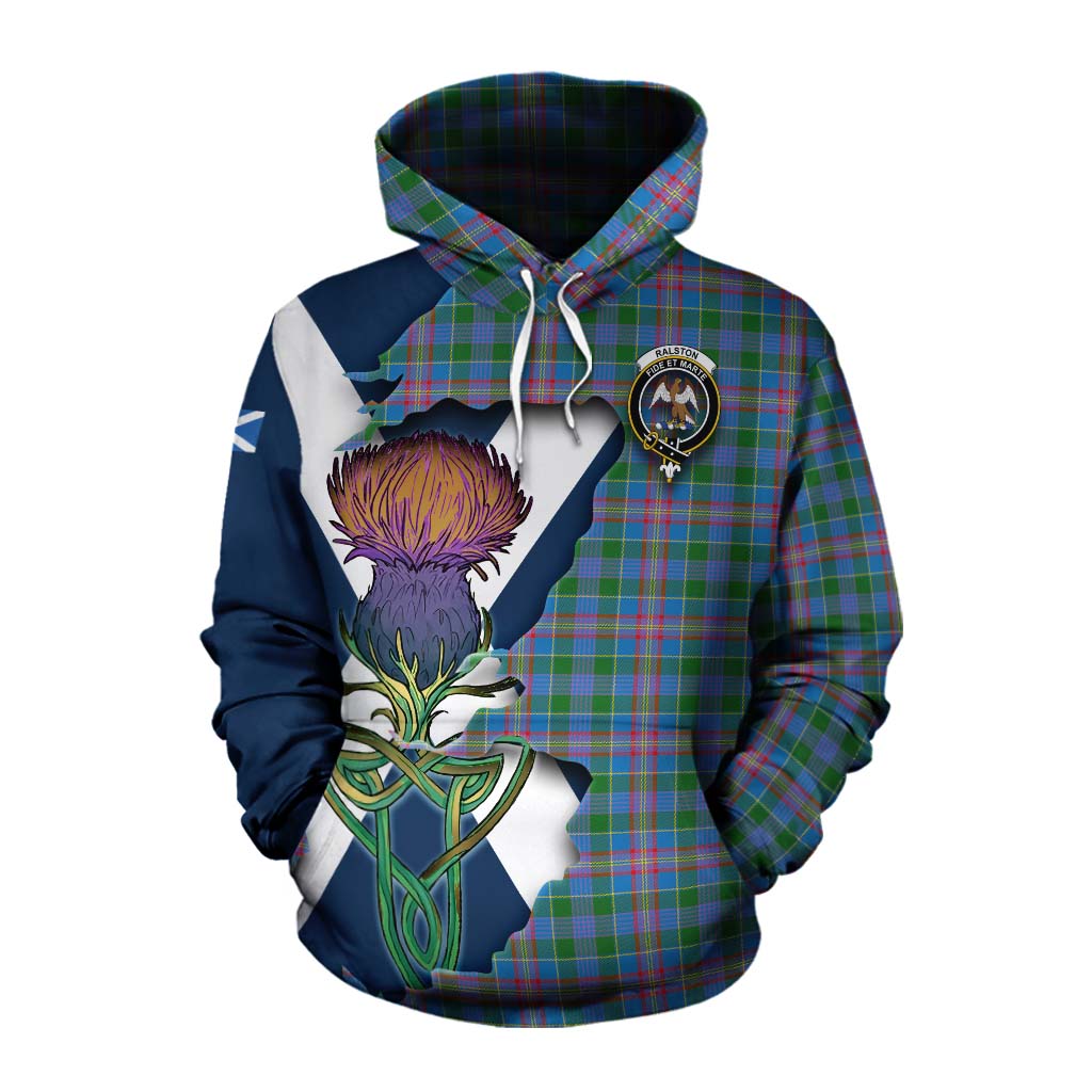 Tartan Vibes Clothing Ralston Tartan Family Crest Cotton Hoodie Scottish Thistle Celtic Inspired