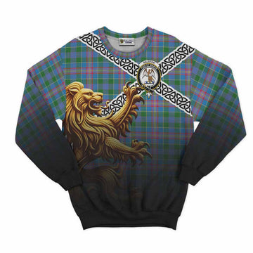 Ralston Crest Tartan Sweatshirt with Golden Lion Emblem Celtic Style