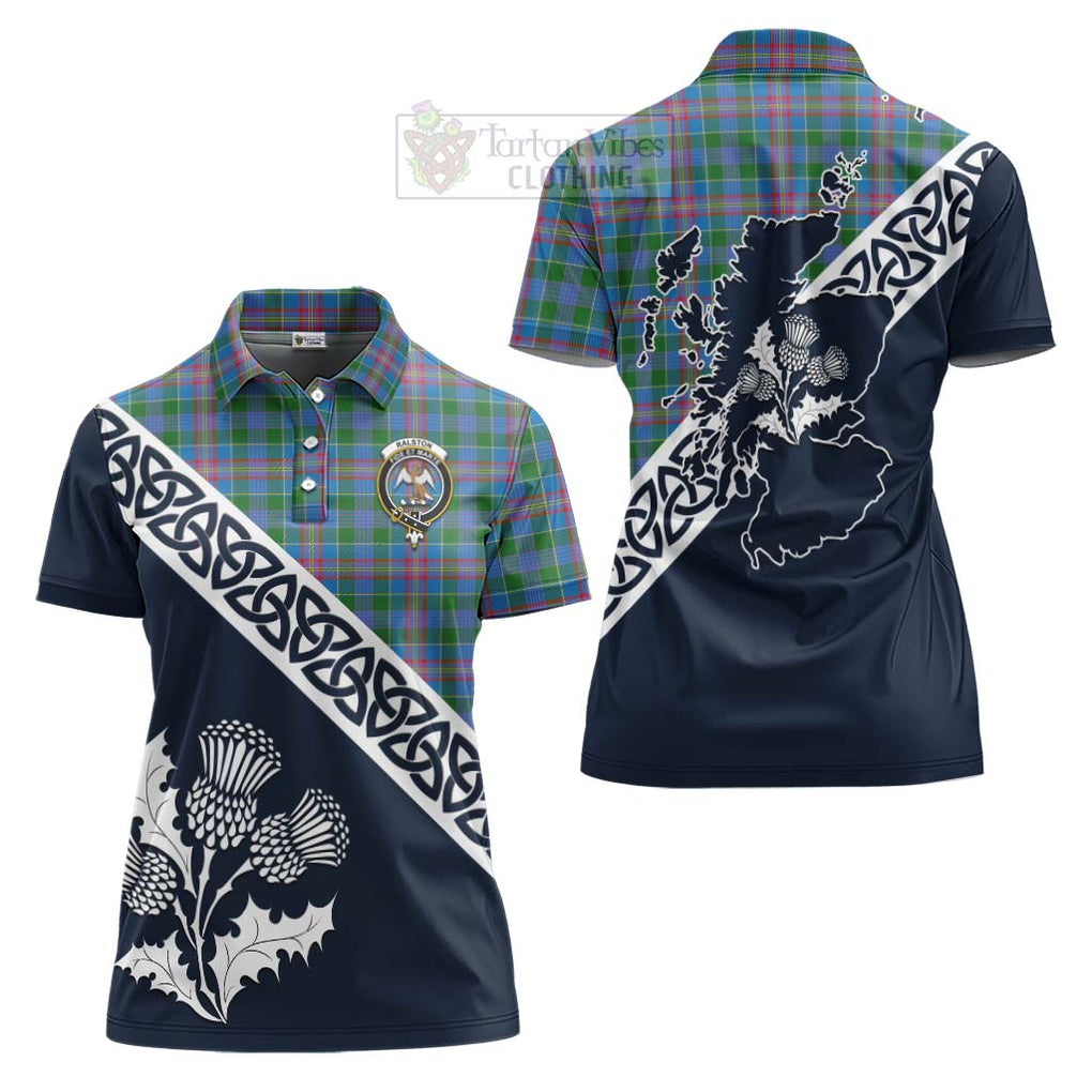 Tartan Vibes Clothing Ralston Tartan Women's Polo Shirt Featuring Thistle and Scotland Map