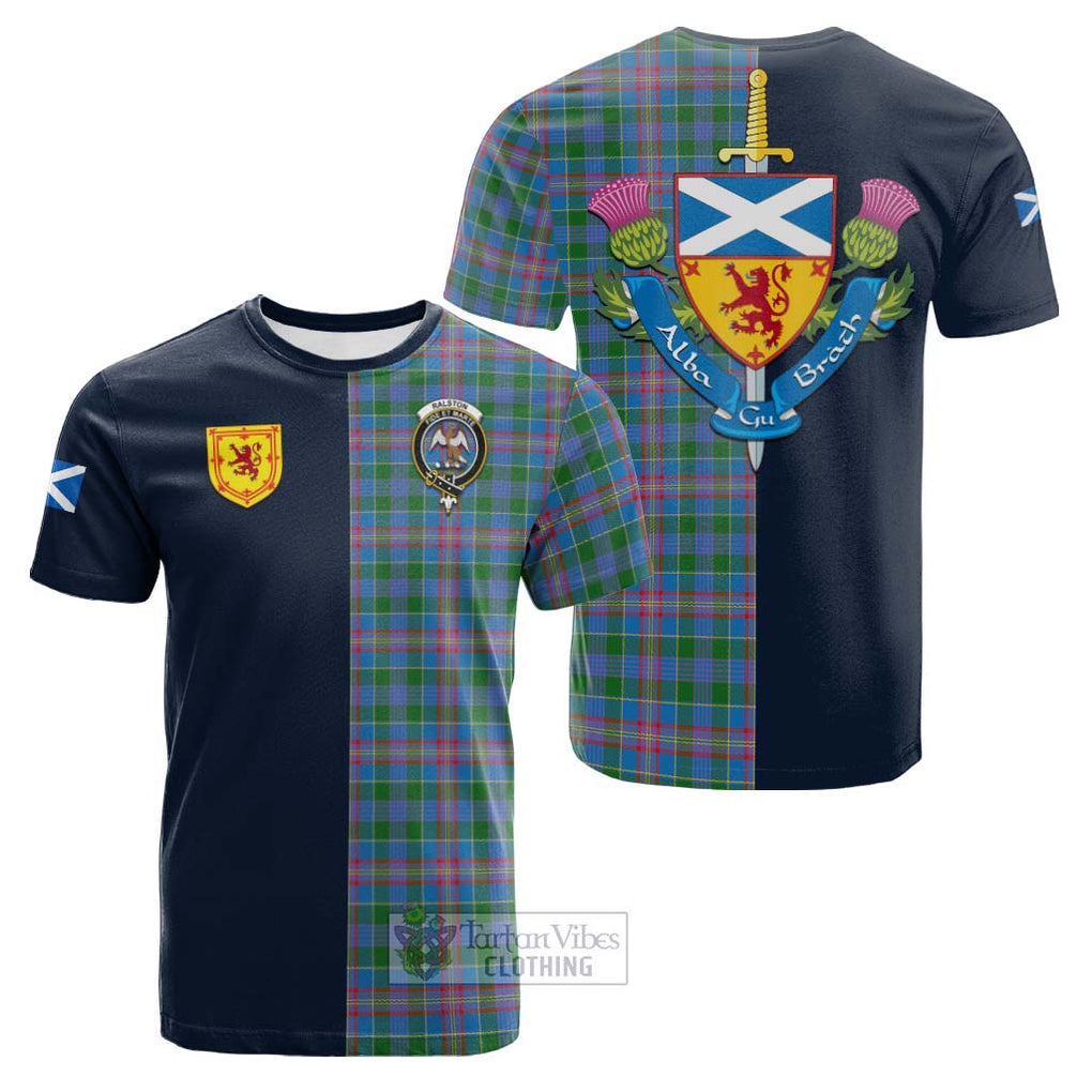 Tartan Vibes Clothing Ralston Tartan Cotton T-shirt with Scottish Lion Royal Arm Half Style