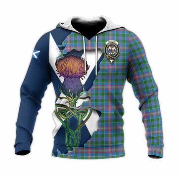 Tartan Vibes Clothing Ralston Tartan Family Crest Knitted Hoodie Scottish Thistle Celtic Inspired