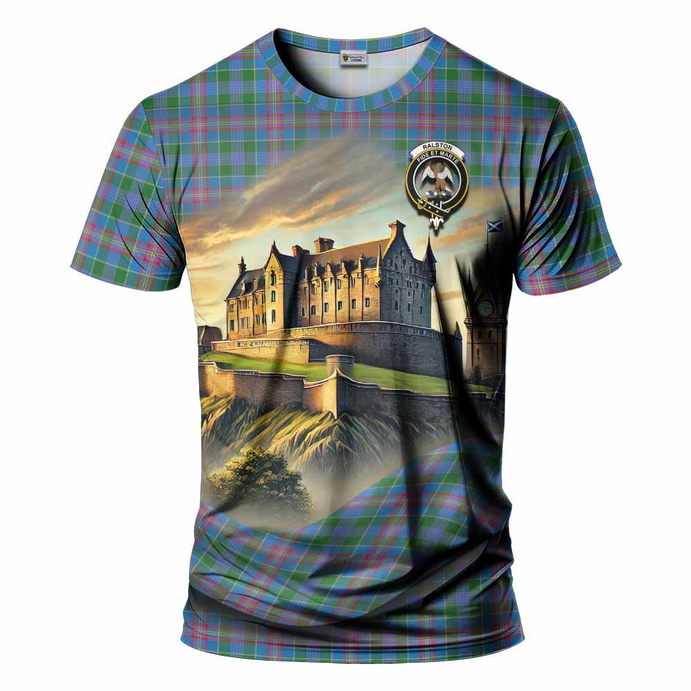 Tartan Vibes Clothing Ralston Tartan Family Crest T-Shirt with Scottish Ancient Castle Stype