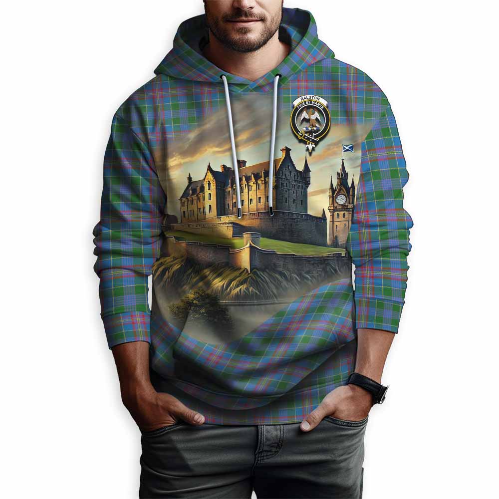 Tartan Vibes Clothing Ralston Tartan Family Crest Hoodie with Scottish Ancient Castle Style