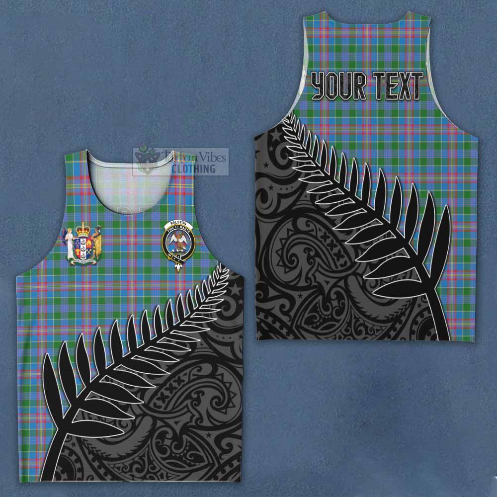 Tartan Vibes Clothing Ralston Crest Tartan Men's Tank Top with New Zealand Silver Fern Half Style