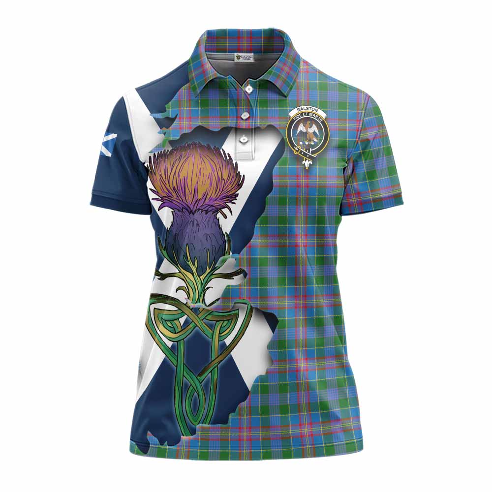 Tartan Vibes Clothing Ralston Tartan Family Crest Women's Polo Shirt Scottish Thistle Celtic Inspired