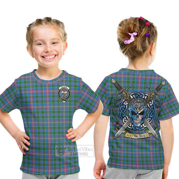 Tartan Vibes Clothing Ralston Tartan Kid T-Shirt with Family Crest Celtic Skull Style