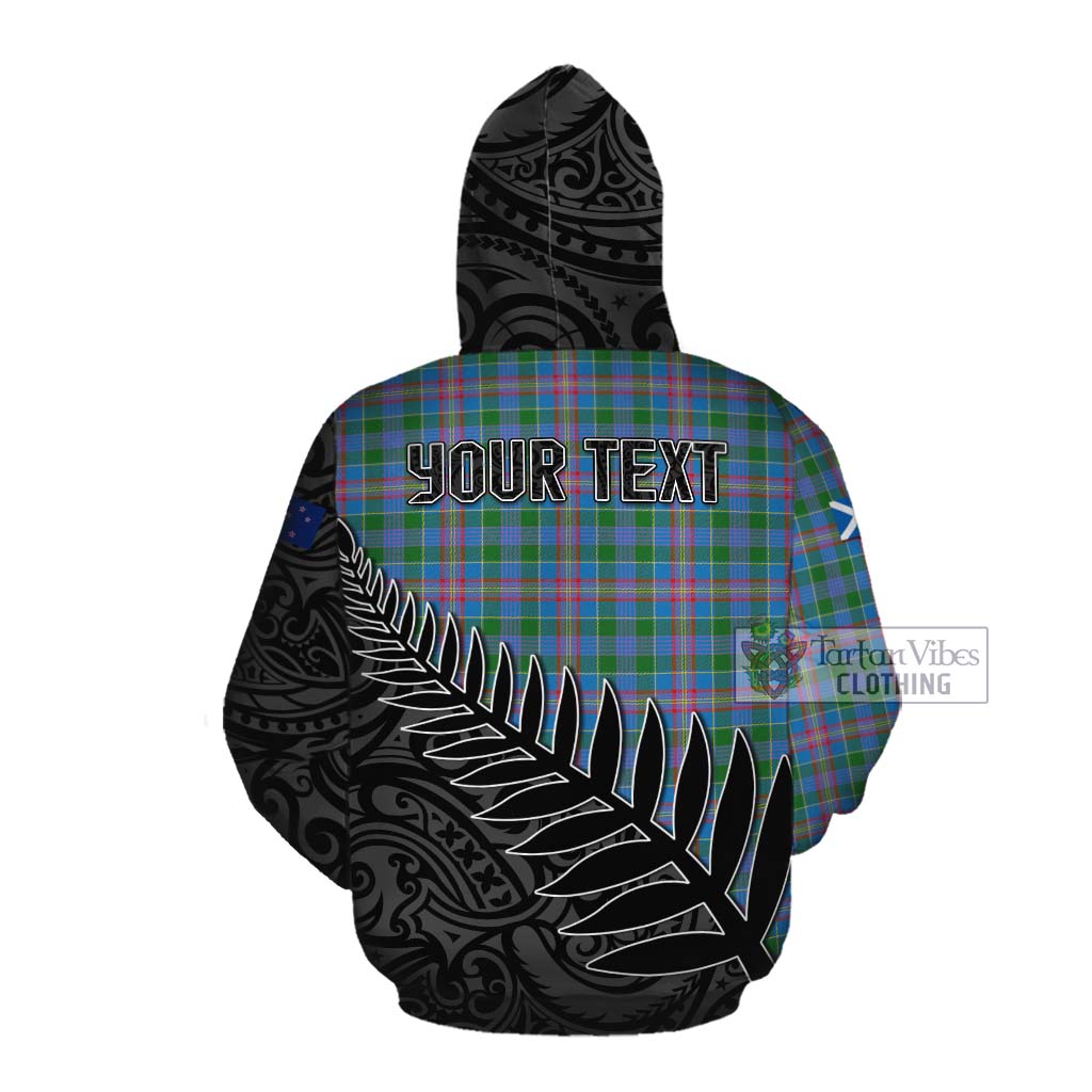 Tartan Vibes Clothing Ralston Crest Tartan Cotton Hoodie with New Zealand Silver Fern Half Style