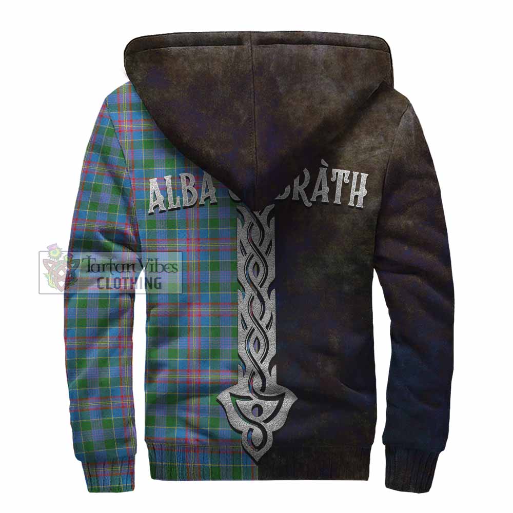 Tartan Vibes Clothing Ralston Tartan Family Crest Sherpa Hoodie Alba Gu Brath Be Brave Lion Ancient Style