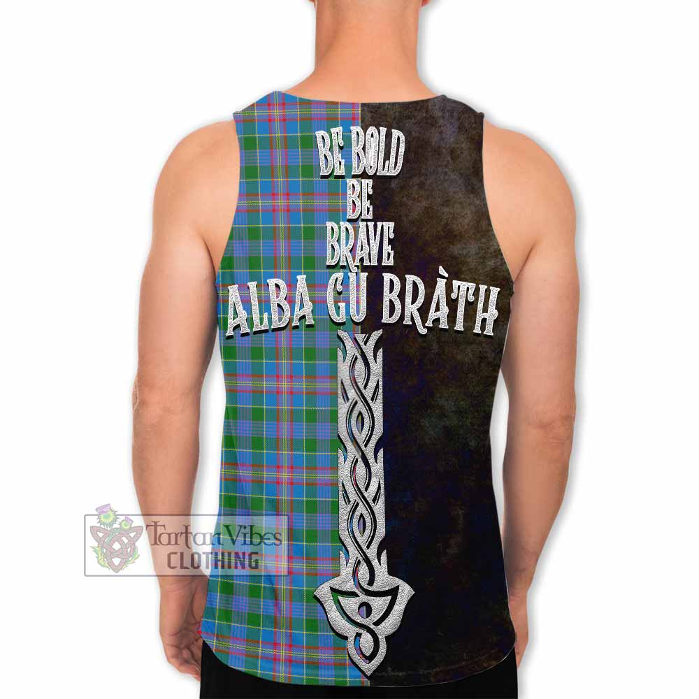 Tartan Vibes Clothing Ralston Tartan Family Crest Men's Tank Top Alba Gu Brath Be Brave Lion Ancient Style