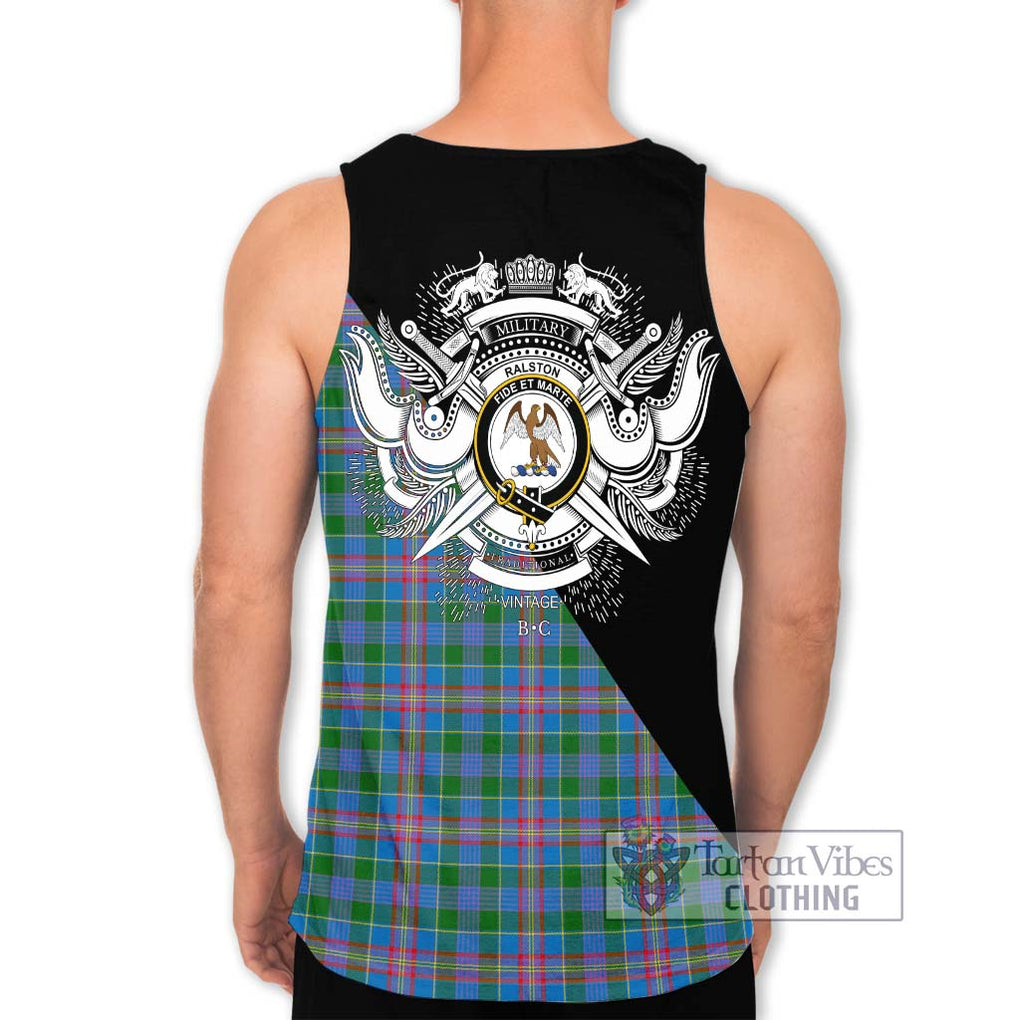 Ralston Tartan Men's Tank Top with Family Crest and Military Logo Style - Tartanvibesclothing Shop
