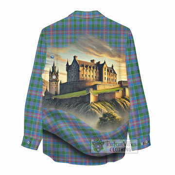 Ralston Tartan Family Crest Women's Casual Shirt with Scottish Ancient Castle Style