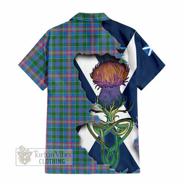 Tartan Vibes Clothing Ralston Tartan Family Crest Short Sleeve Button Shirt Scottish Thistle Celtic Inspired