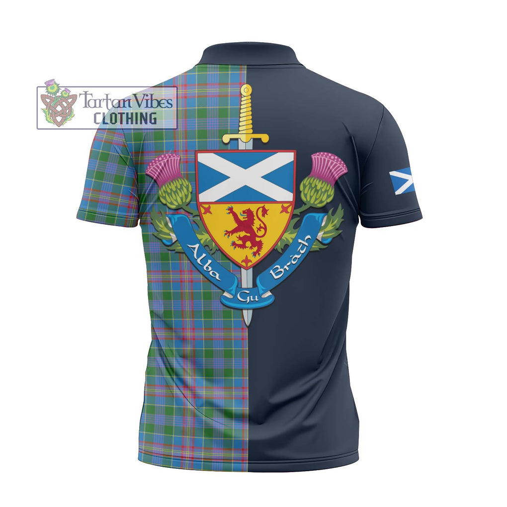 Tartan Vibes Clothing Ralston Tartan Zipper Polo Shirt with Scottish Lion Royal Arm Half Style